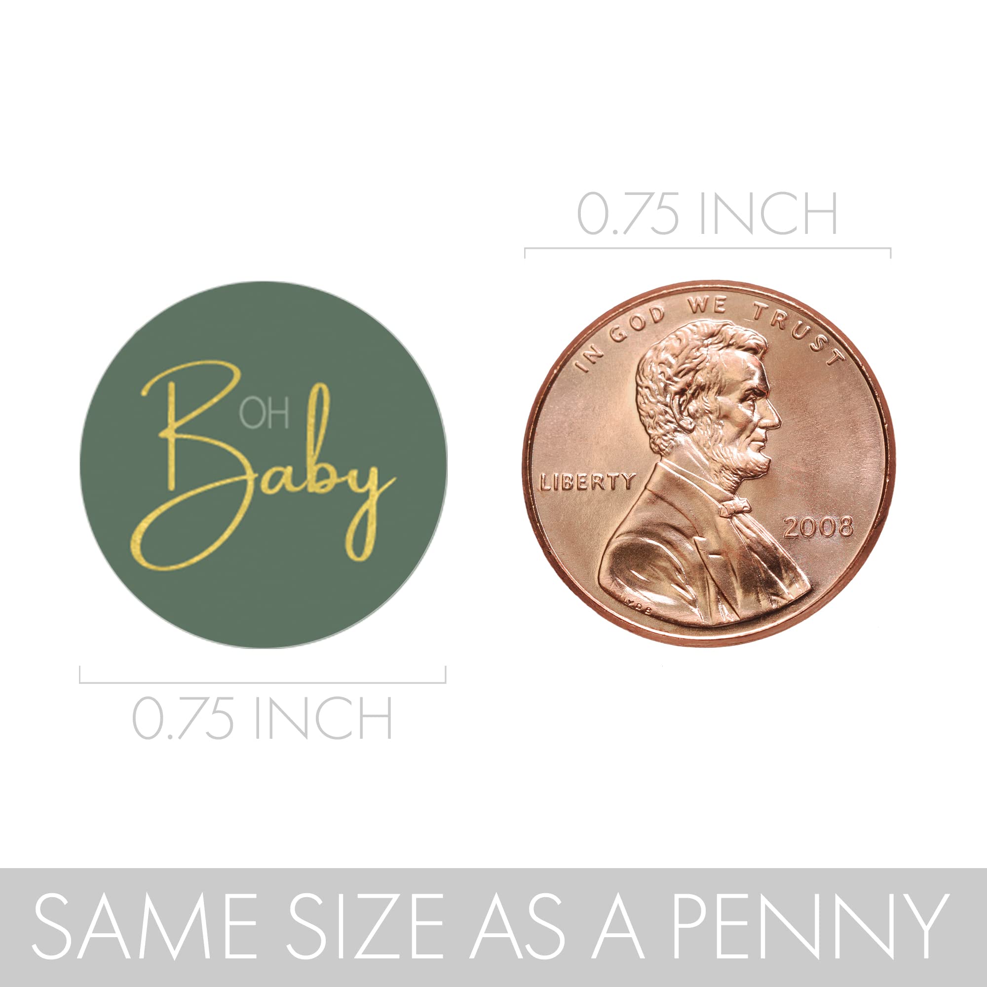 Green And Gold Baby Shower Party Favor Kisses Candy Stickers - Sweet Baby Party Favors - 180 Labels